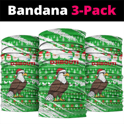 Djibouti Christmas Neck Gaiter Santa Eagle Doves Trees and Green Snowflake - African Pride