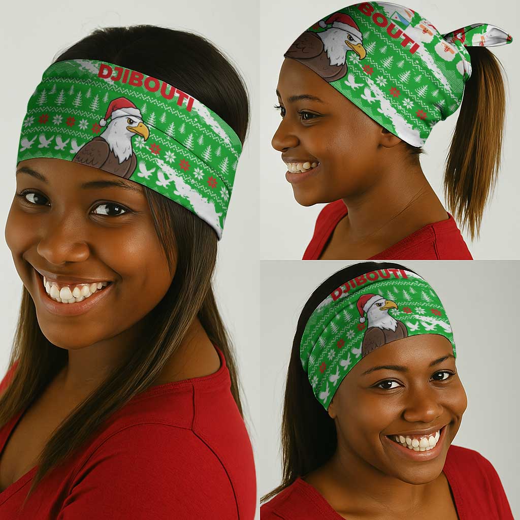 Djibouti Christmas Neck Gaiter Santa Eagle Doves Trees and Green Snowflake - African Pride