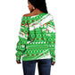 Djibouti Christmas Off Shoulder Sweater Santa Eagle Doves Trees and Green Snowflake - African Pride