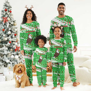 Djibouti Christmas Pajama Set Santa Eagle Doves Trees and Green Snowflake - African Pride