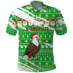 Djibouti Christmas Polo Shirt Santa Eagle Doves Trees and Green Snowflake - African Pride
