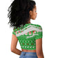 Djibouti Christmas Raglan Cropped T shirt Santa Eagle Doves Trees and Green Snowflake - African Pride
