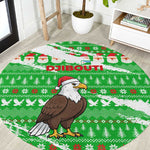 Djibouti Christmas Round Carpet Santa Eagle Doves Trees and Green Snowflake - African Pride