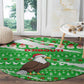 Djibouti Christmas Round Carpet Santa Eagle Doves Trees and Green Snowflake - African Pride