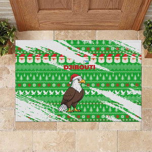 Djibouti Christmas Rubber Doormat Santa Eagle Doves Trees and Green Snowflake - African Pride