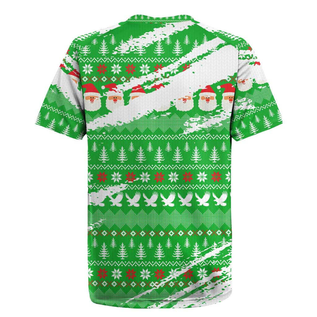 Djibouti Christmas Rugby Jersey Santa Eagle Doves Trees and Green Snowflake - African Pride