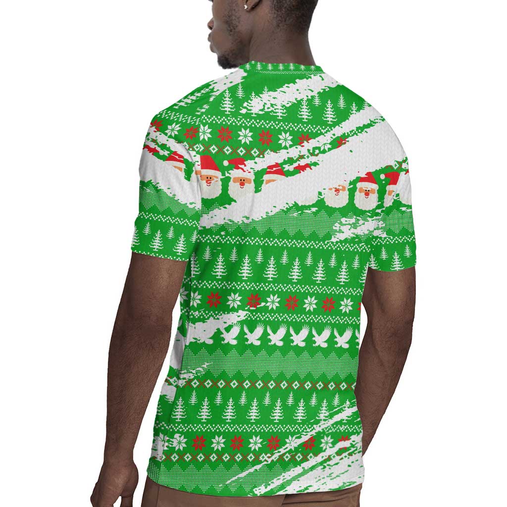 Djibouti Christmas Rugby Jersey Santa Eagle Doves Trees and Green Snowflake - African Pride