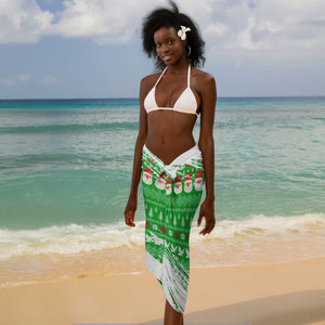 Djibouti Christmas Sarong Santa Eagle Doves Trees and Green Snowflake - African Pride