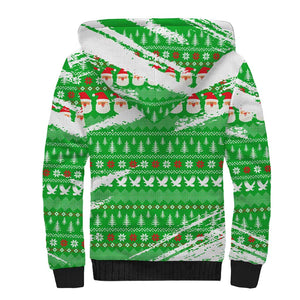 Djibouti Christmas Sherpa Hoodie Santa Eagle Doves Trees and Green Snowflake - African Pride