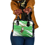 Djibouti Christmas Shoulder Handbag Santa Eagle Doves Trees and Green Snowflake - African Pride