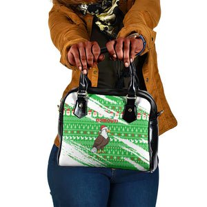 Djibouti Christmas Shoulder Handbag Santa Eagle Doves Trees and Green Snowflake - African Pride