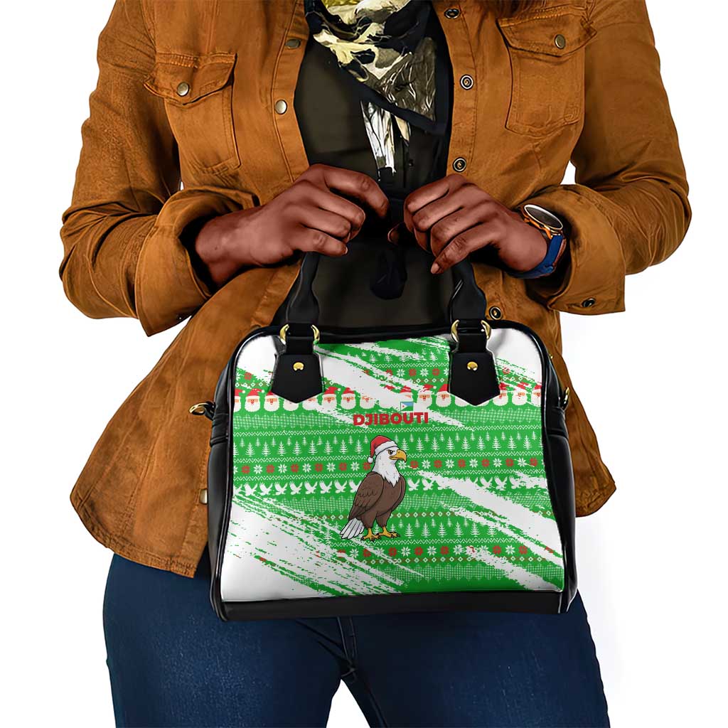 Djibouti Christmas Shoulder Handbag Santa Eagle Doves Trees and Green Snowflake - African Pride