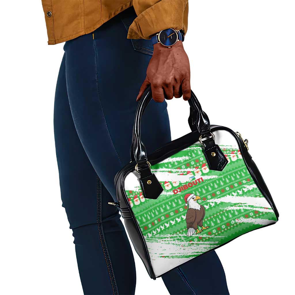 Djibouti Christmas Shoulder Handbag Santa Eagle Doves Trees and Green Snowflake - African Pride