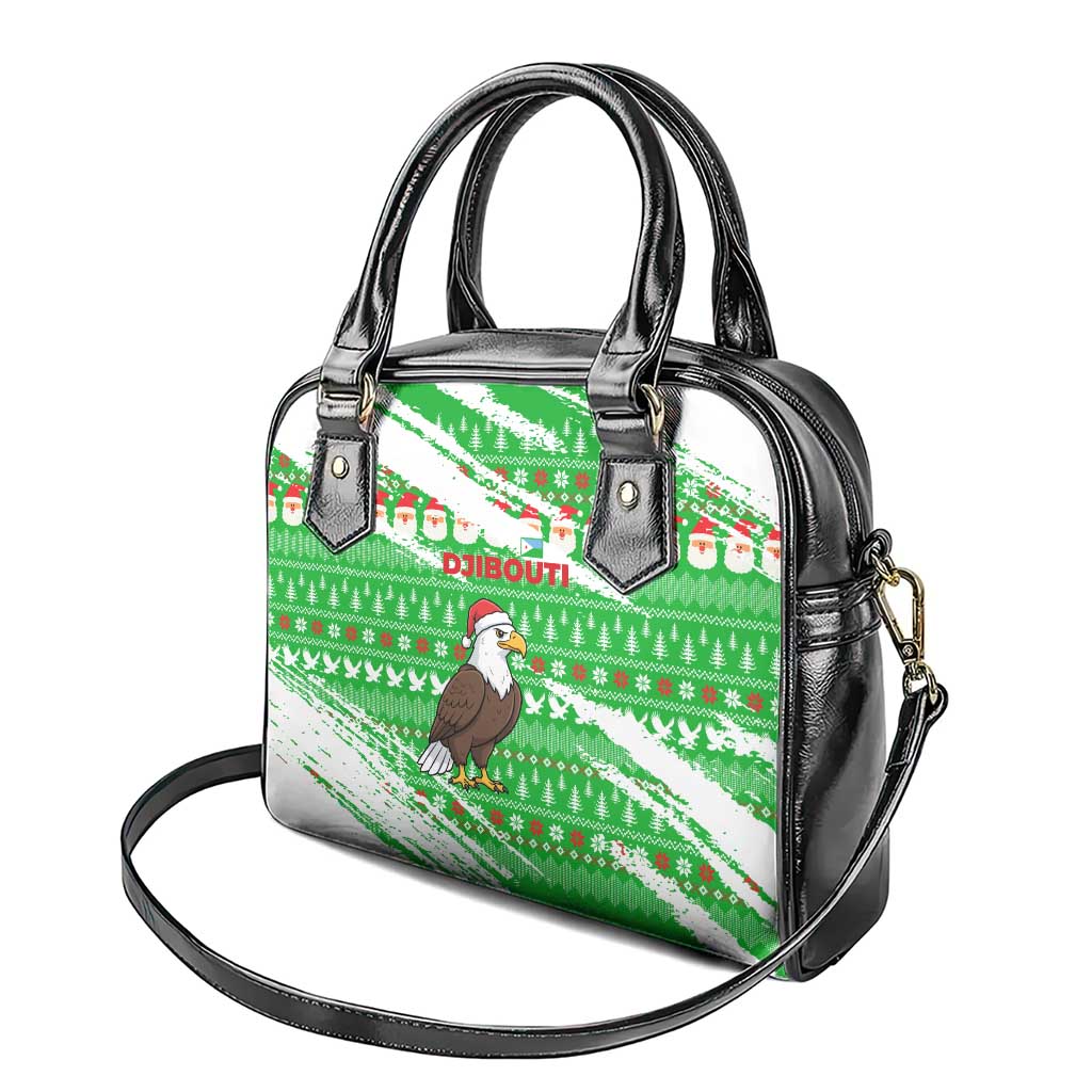 Djibouti Christmas Shoulder Handbag Santa Eagle Doves Trees and Green Snowflake - African Pride