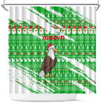 Djibouti Christmas Shower Curtain Santa Eagle Doves Trees and Green Snowflake - African Pride