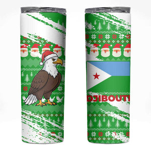 Djibouti Christmas Skinny Tumbler Santa Eagle Doves Trees and Green Snowflake - African Pride