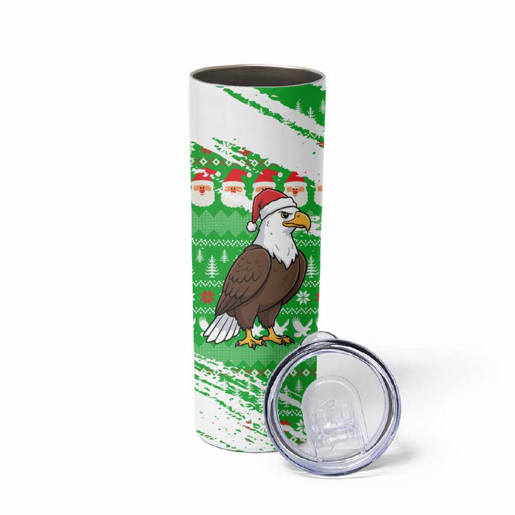 Djibouti Christmas Skinny Tumbler Santa Eagle Doves Trees and Green Snowflake - African Pride