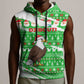 Djibouti Christmas Sleeveless Hoodie Santa Eagle Doves Trees and Green Snowflake - African Pride
