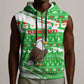 Djibouti Christmas Sleeveless Zip Hoodie Santa Eagle Doves Trees and Green Snowflake - African Pride