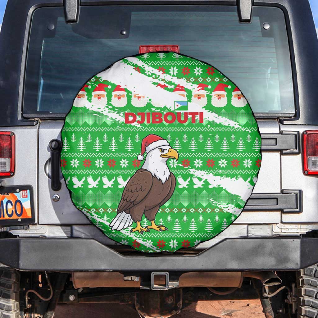 Djibouti Christmas Spare Tire Cover Santa Eagle Doves Trees and Green Snowflake - African Pride