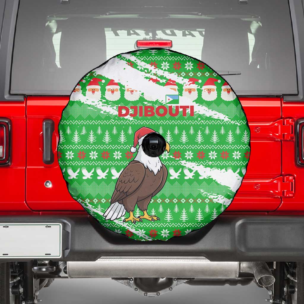 Djibouti Christmas Spare Tire Cover Santa Eagle Doves Trees and Green Snowflake - African Pride
