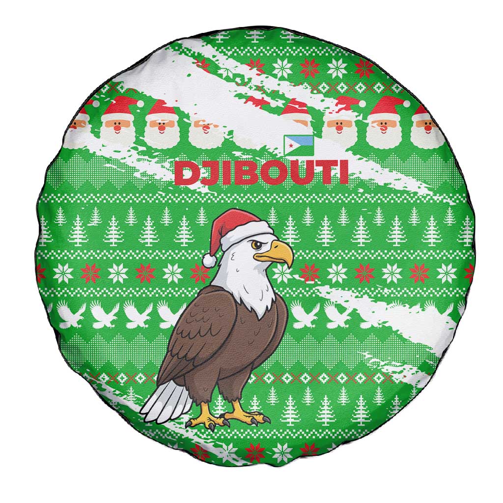 Djibouti Christmas Spare Tire Cover Santa Eagle Doves Trees and Green Snowflake - African Pride