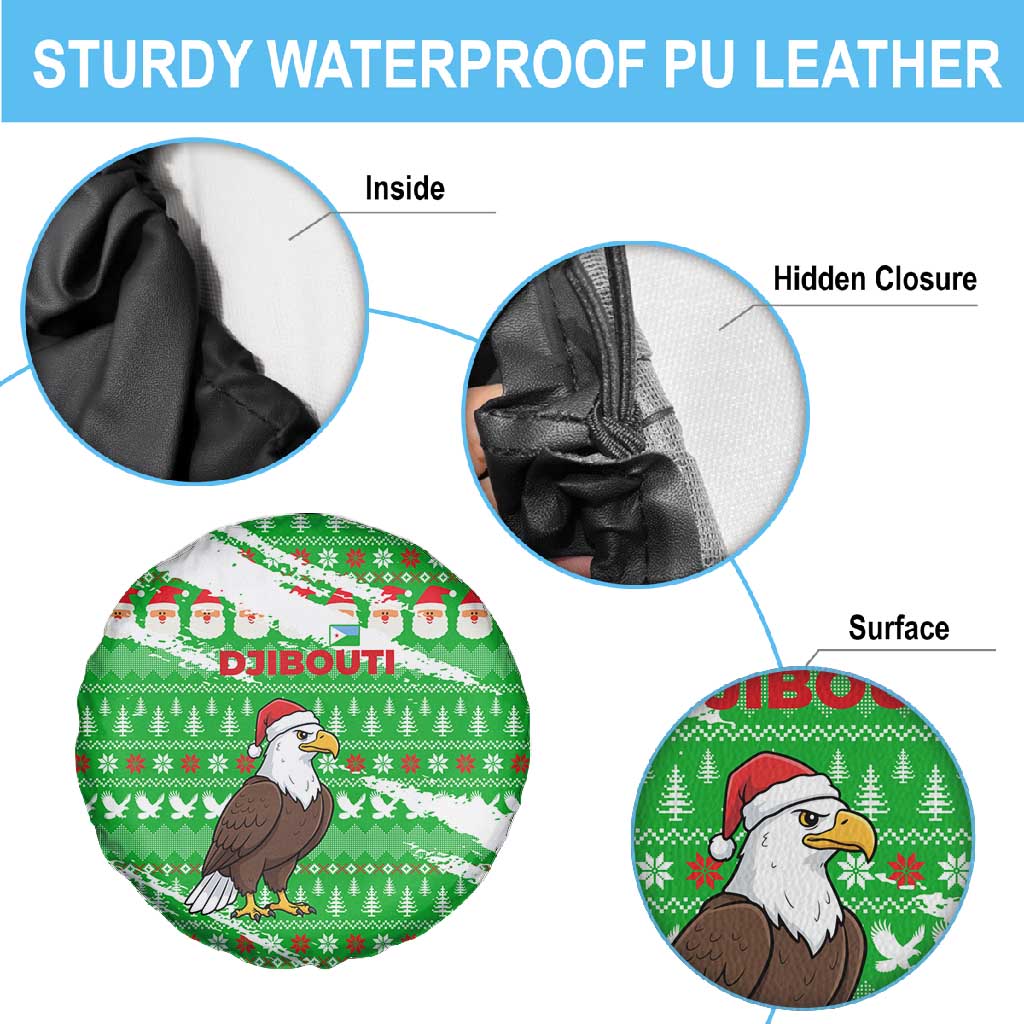 Djibouti Christmas Spare Tire Cover Santa Eagle Doves Trees and Green Snowflake - African Pride