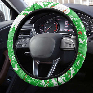 Djibouti Christmas Steering Wheel Cover Santa Eagle Doves Trees and Green Snowflake - African Pride