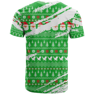 Djibouti Christmas T shirt Santa Eagle Doves Trees and Green Snowflake - African Pride
