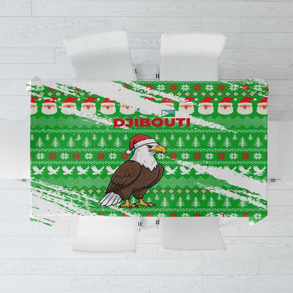 Djibouti Christmas Tablecloth Santa Eagle Doves Trees and Green Snowflake - African Pride