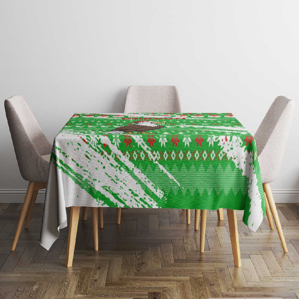 Djibouti Christmas Tablecloth Santa Eagle Doves Trees and Green Snowflake - African Pride