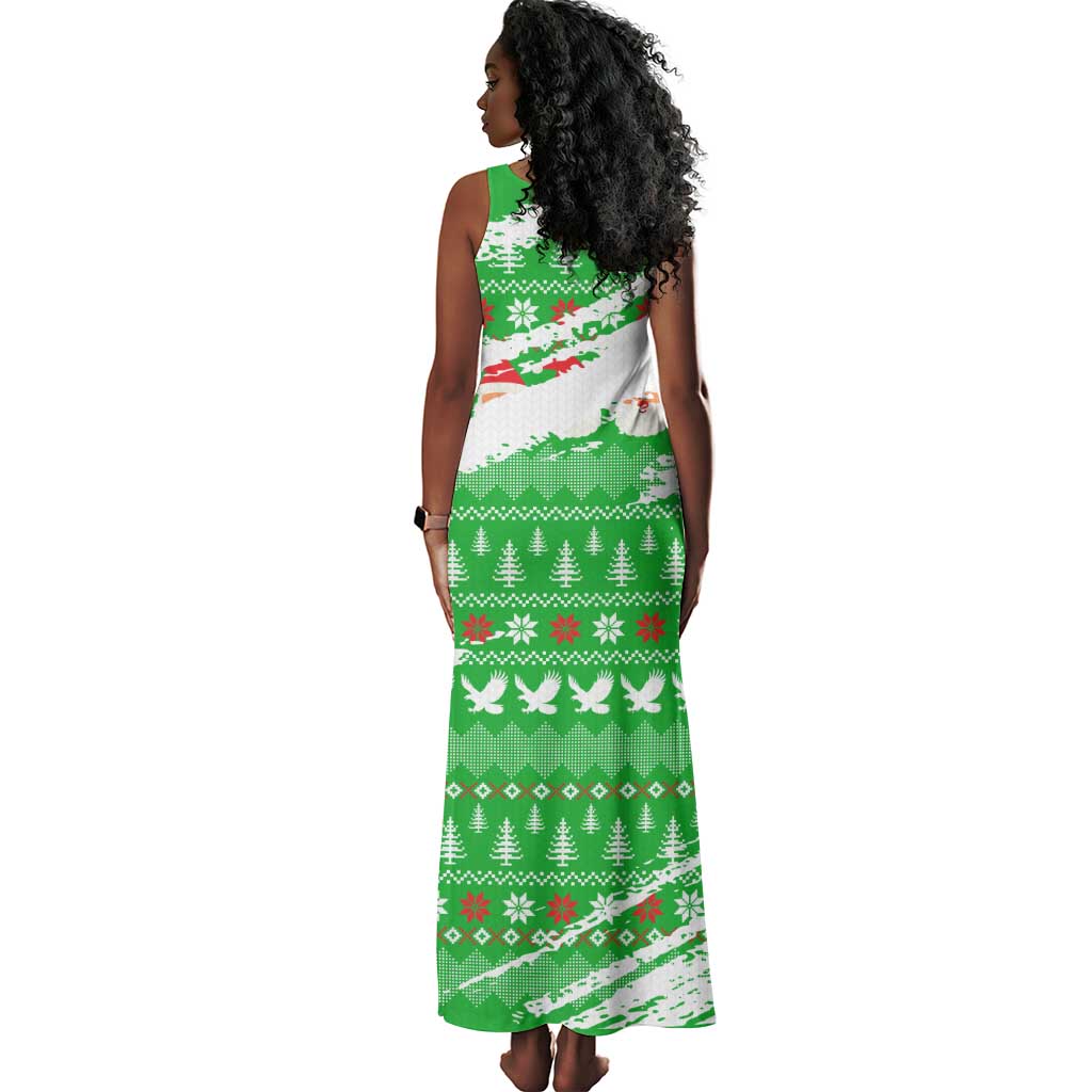 Djibouti Christmas Tank Maxi Dress Santa Eagle Doves Trees and Green Snowflake - African Pride