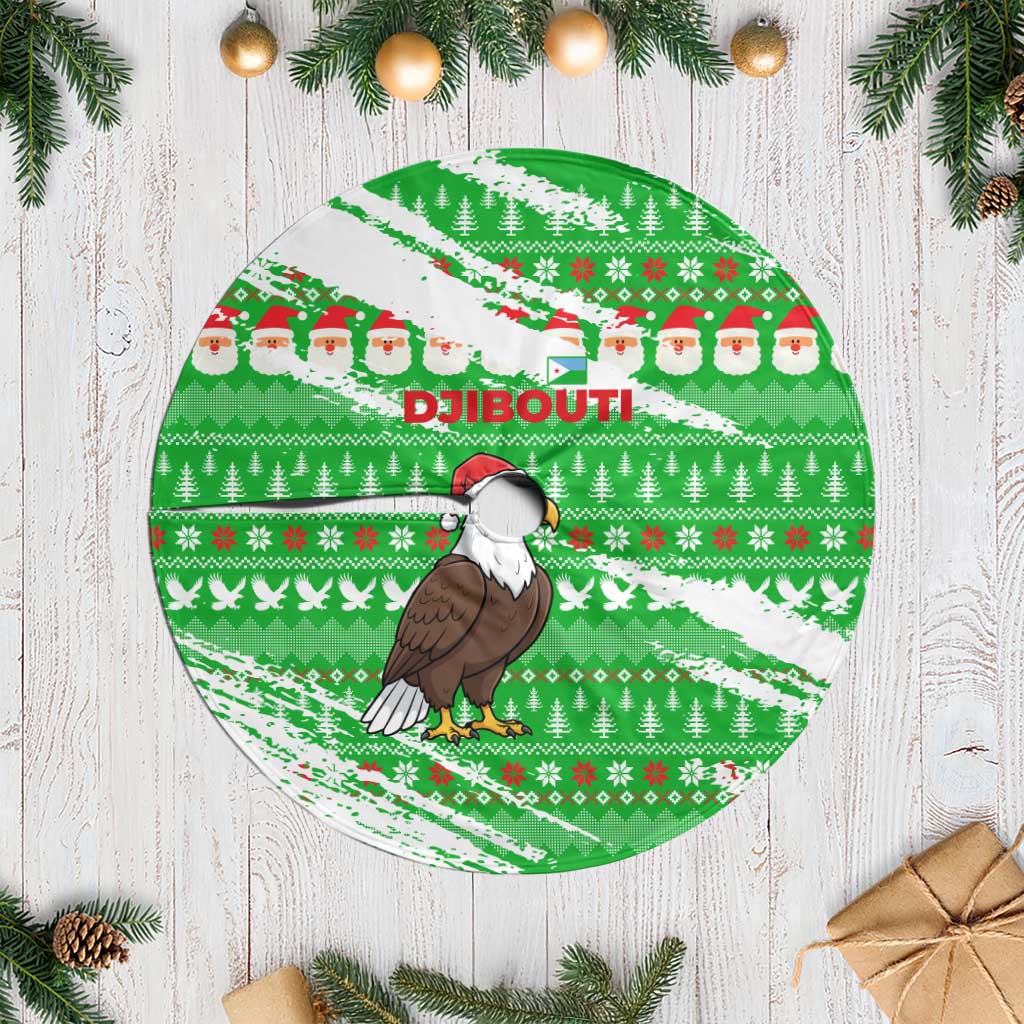 Djibouti Christmas Tree Skirt Santa Eagle Doves Trees and Green Snowflake - African Pride