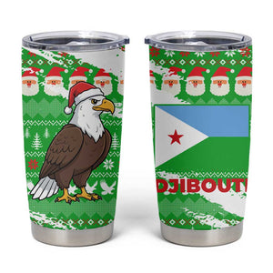 Djibouti Christmas Tumbler Cup Santa Eagle Doves Trees and Green Snowflake - African Pride
