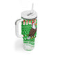 Djibouti Christmas Tumbler With Handle Santa Eagle Doves Trees and Green Snowflake - African Pride