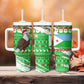 Djibouti Christmas Tumbler With Handle Santa Eagle Doves Trees and Green Snowflake - African Pride