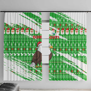 Djibouti Christmas Window Curtain Santa Eagle Doves Trees and Green Snowflake - African Pride