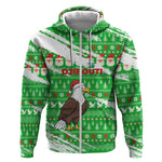 Djibouti Christmas Zip Hoodie Santa Eagle Doves Trees and Green Snowflake - African Pride