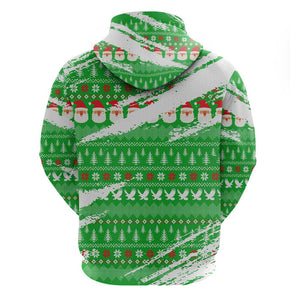 Djibouti Christmas Zip Hoodie Santa Eagle Doves Trees and Green Snowflake - African Pride