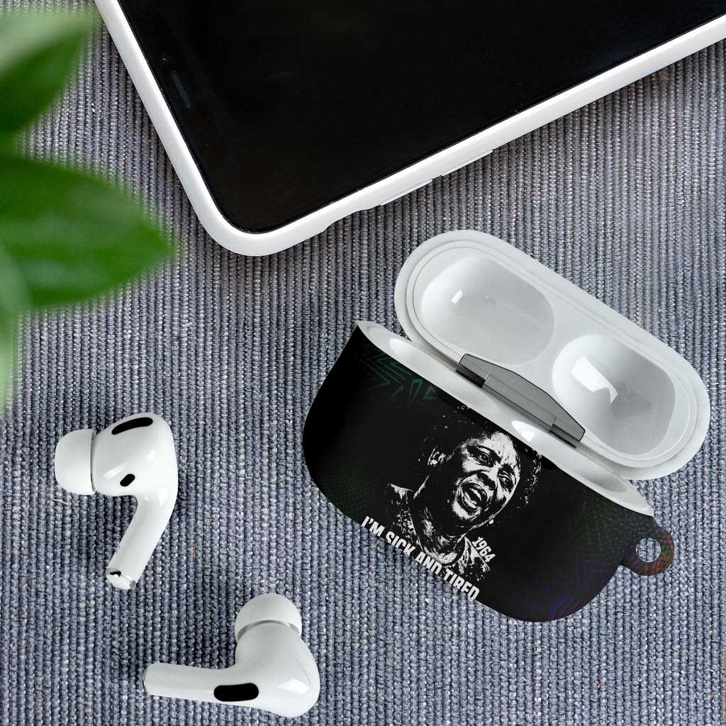 Fannie Lou Hamer AirPods Case Im Sick and Tired Quote Design Bold Portrait and Civil Rights Movement Tribute - African Pride