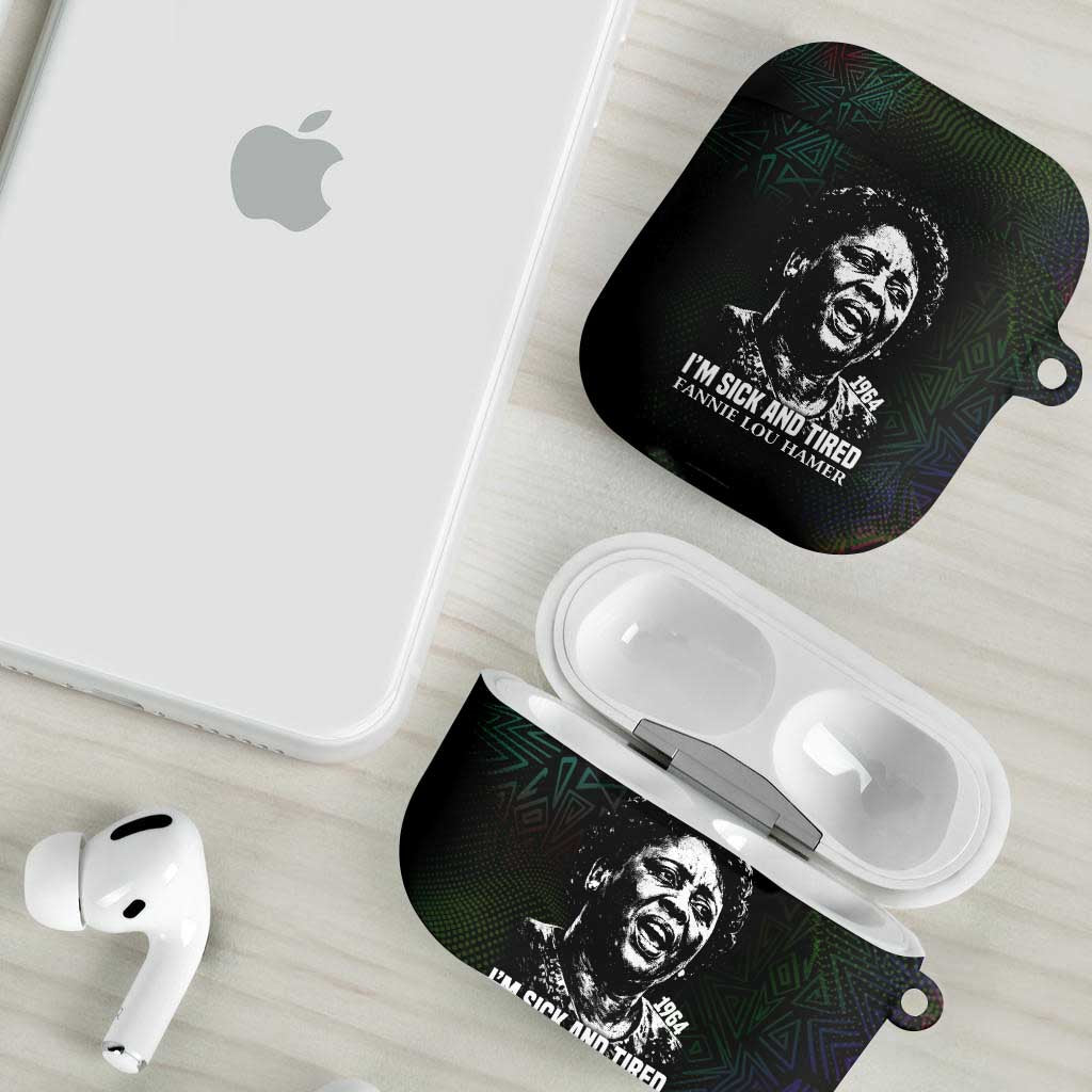 Fannie Lou Hamer AirPods Case Im Sick and Tired Quote Design Bold Portrait and Civil Rights Movement Tribute - African Pride