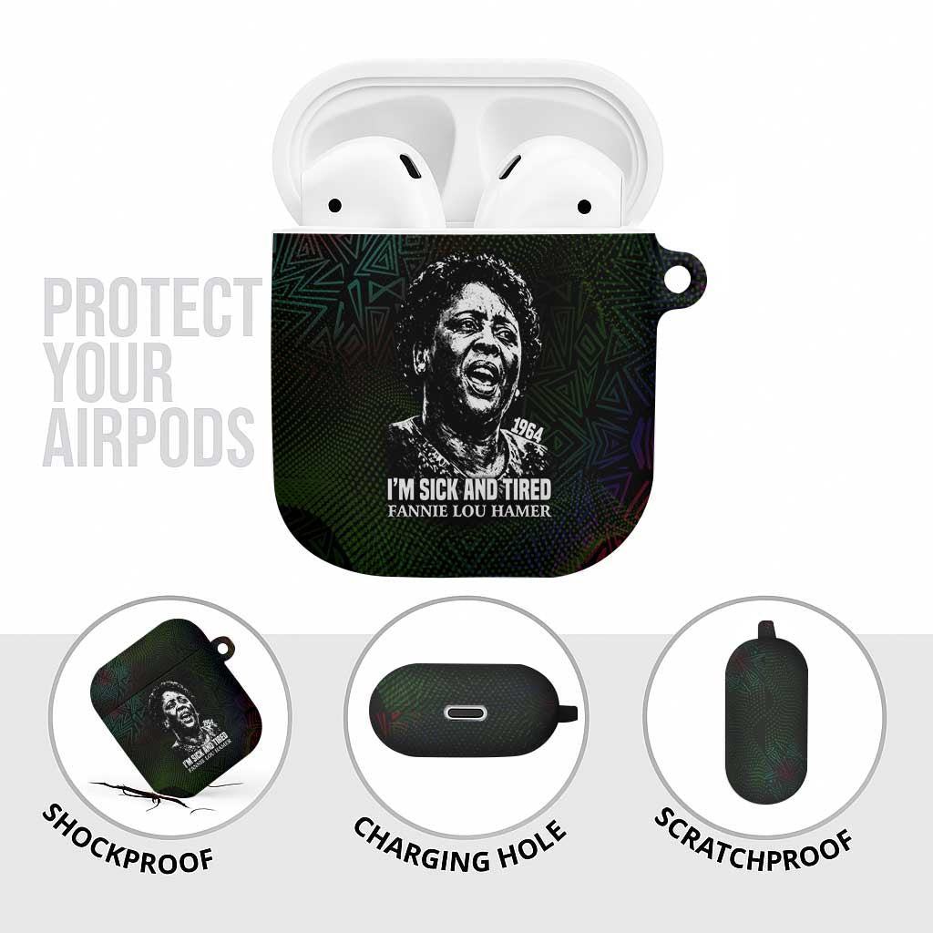 Fannie Lou Hamer AirPods Case Im Sick and Tired Quote Design Bold Portrait and Civil Rights Movement Tribute - African Pride