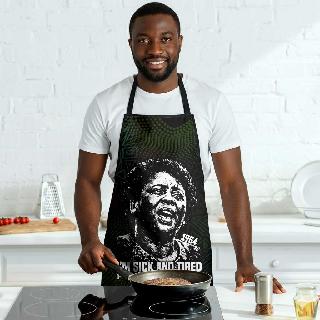 Fannie Lou Hamer Apron Im Sick and Tired Quote Design Bold Portrait and Civil Rights Movement Tribute - African Pride