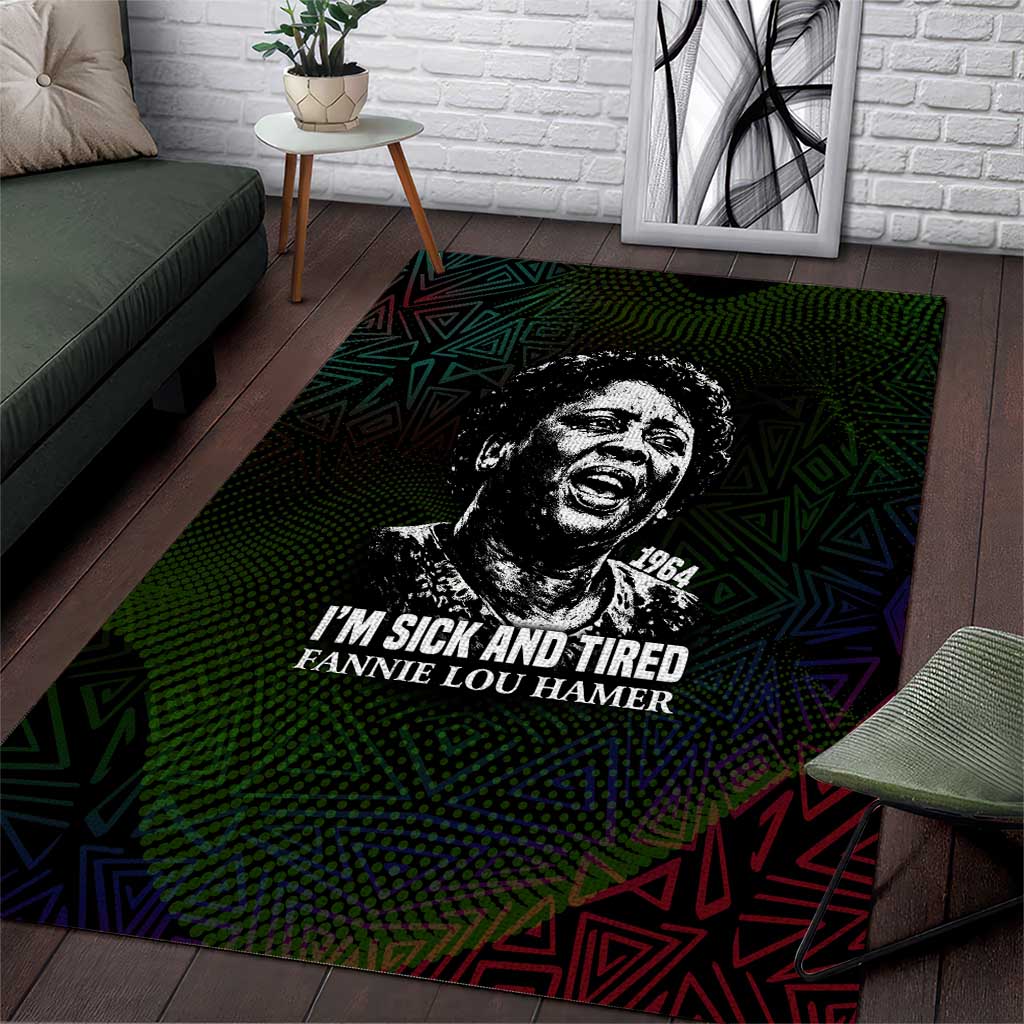 Fannie Lou Hamer Area Rug Im Sick and Tired Quote Design Bold Portrait and Civil Rights Movement Tribute - African Pride