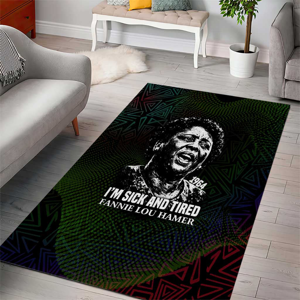 Fannie Lou Hamer Area Rug Im Sick and Tired Quote Design Bold Portrait and Civil Rights Movement Tribute - African Pride