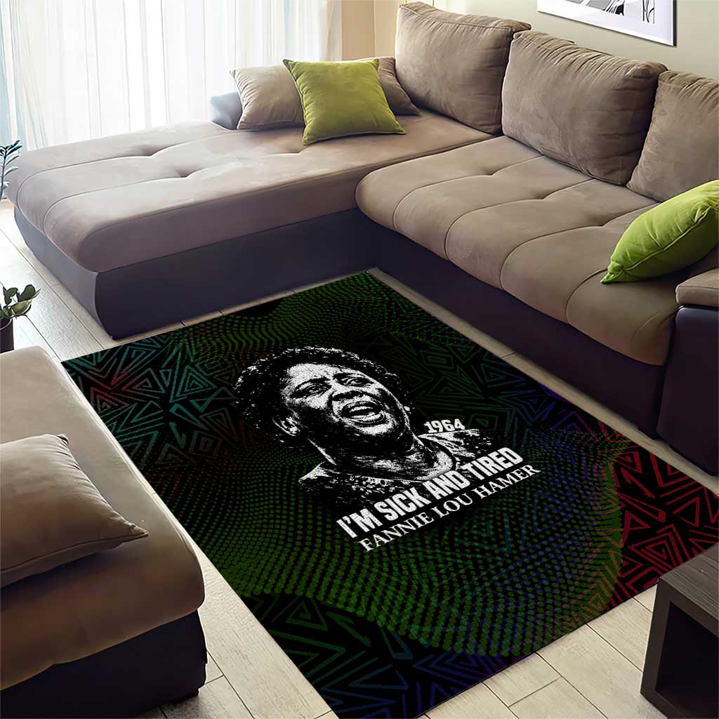 Fannie Lou Hamer Area Rug Im Sick and Tired Quote Design Bold Portrait and Civil Rights Movement Tribute - African Pride