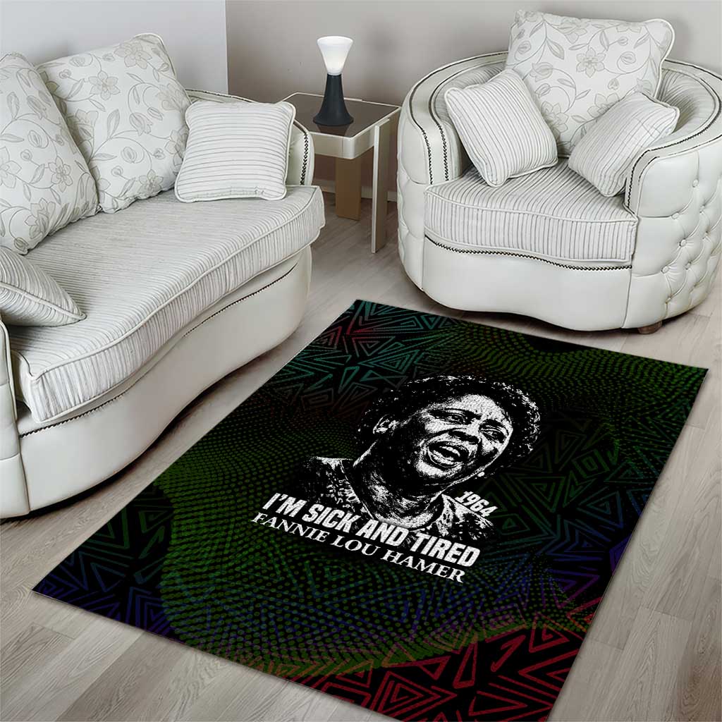 Fannie Lou Hamer Area Rug Im Sick and Tired Quote Design Bold Portrait and Civil Rights Movement Tribute - African Pride