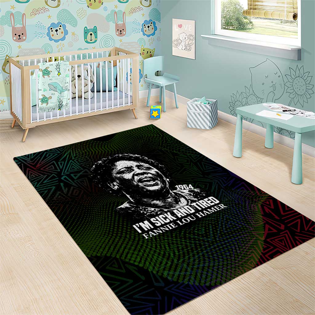 Fannie Lou Hamer Area Rug Im Sick and Tired Quote Design Bold Portrait and Civil Rights Movement Tribute - African Pride