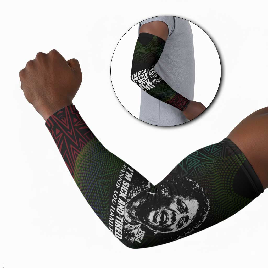 Fannie Lou Hamer Arm Sleeves Im Sick and Tired Quote Design Bold Portrait and Civil Rights Movement Tribute - African Pride