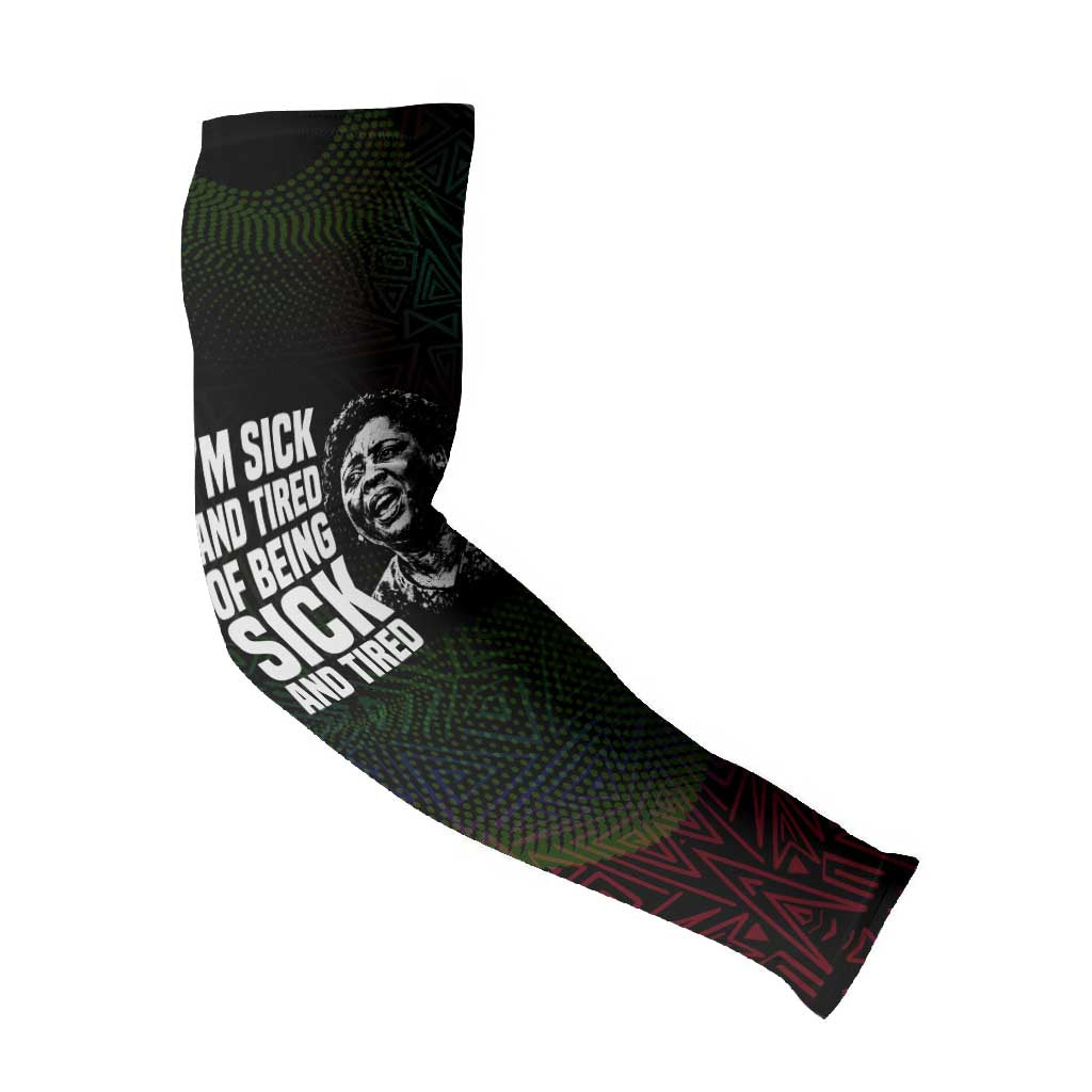 Fannie Lou Hamer Arm Sleeves Im Sick and Tired Quote Design Bold Portrait and Civil Rights Movement Tribute - African Pride